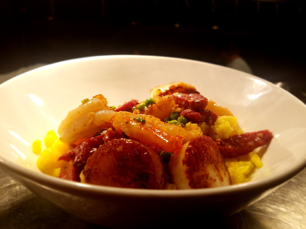 CrosswindGrille's tweet photo. Rain, Rain, go away! That nasty rain isn't going to keep us from serving up some local grub. The paella should cure your rainy day blues. https://t.co/aq3RWoHqMD