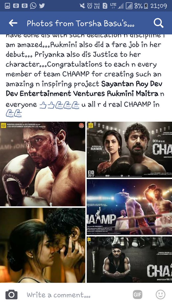 basu_torsha's tweet photo. My Review on #CHAAMP #CHAAMPDay #Chaamp23rdJUNE CONGRATULATIONS TEAM @DEV_PvtLtd @idevadhikari @RukminiMaitra @isayantanroy u all r CHAAMP 💪 https://t.co/z3iIU8ZOJc
