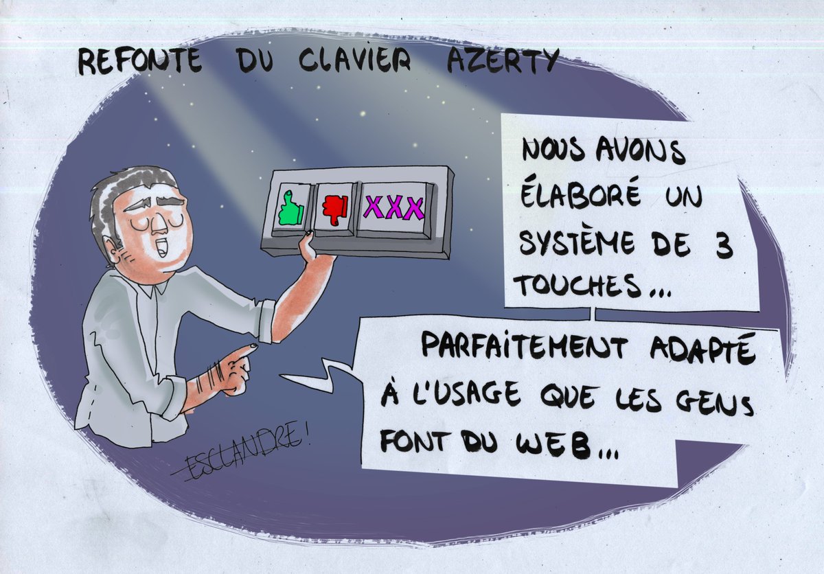 LeQuerelleur's tweet photo. Une refonte du clavier #AZERTY adapté au #WEB / #Dessin #Insolite #Information #Technologie #reseauxsociaux https://t.co/79Vdco0zgb https://t.co/D9cyyHG4j0