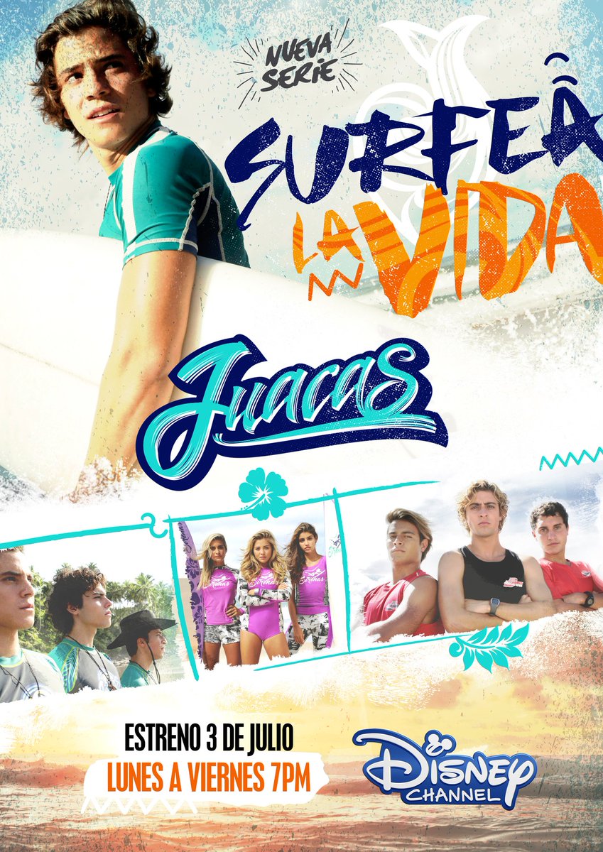 CinecolorCol's tweet photo. #JUACAS, la nueva serie de surf que el 3 de julio llega a la pantalla de @DisneyChannel_LA en toda América Latina https://t.co/UlHUuz2Fb6
