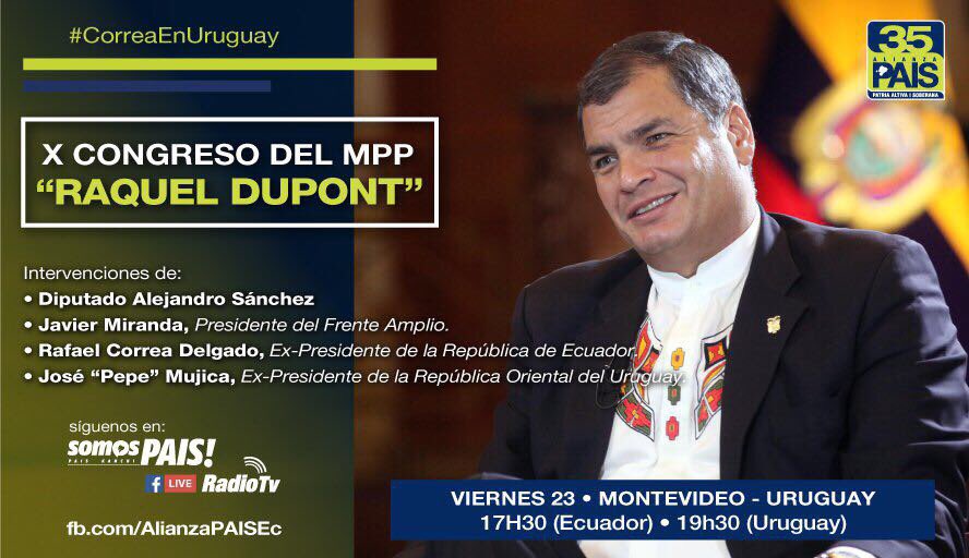 VeroGuevarav's tweet photo. Invitados todos esta tarde a seguir la conferencia de nuestro compañero @MashiRafael en el X #CongresoMPP
#CorreaEnUruguay https://t.co/01cKGzP66Q