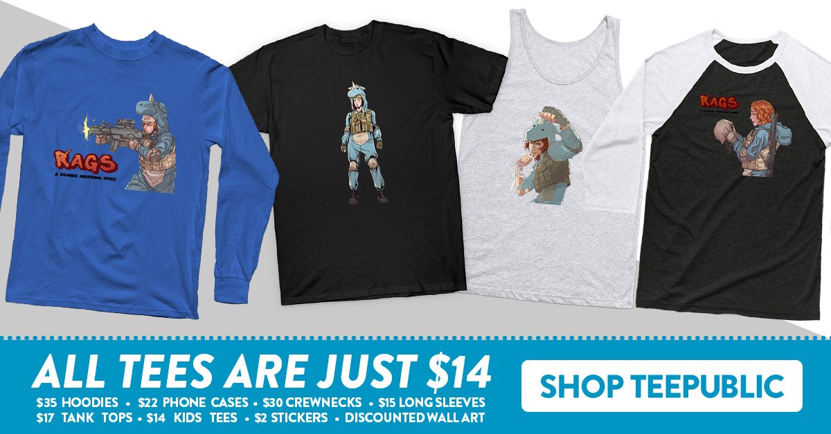 Get yours here: teepublic.com/user/rags
#RAGS #webcomics #webcomic #graphicnovel #teepublic #tshirts 
#fundraising