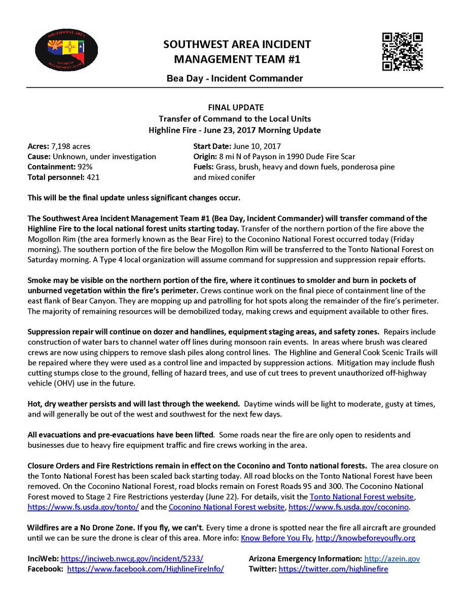 HighlineFire's tweet image. #HighlineFire FINAL UPDATE: Transfer of Command to the Local Units goo.gl/BMKkYr