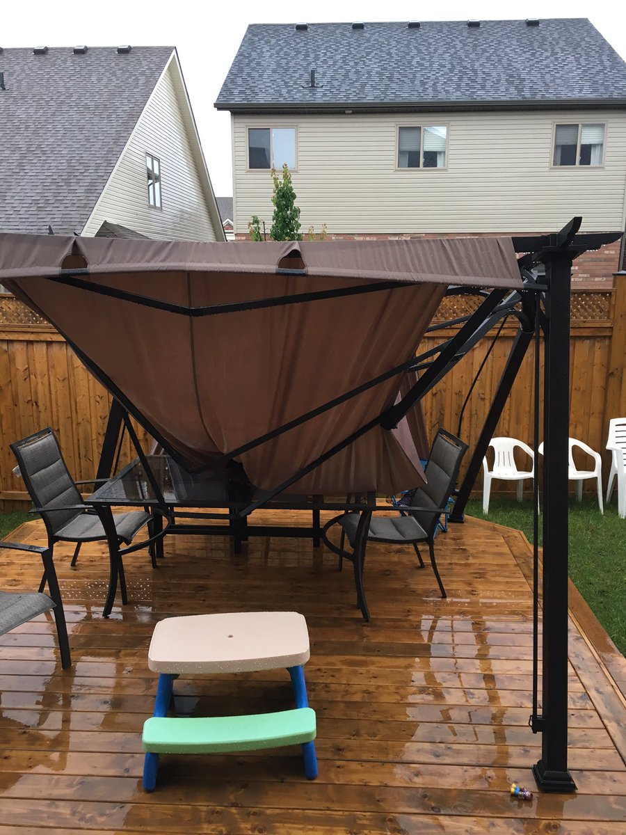 sansomco's tweet image. A lot of rain means a rough night for the brand new pergola! #TalkBackTO