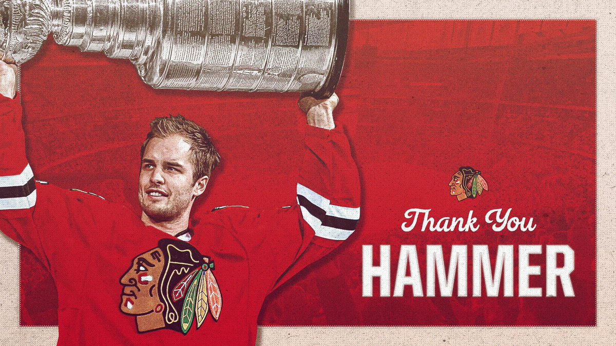 NHLBlackhawks's tweet photo. Ten years and three Stanley Cups.

Best of luck in Arizona, @hammarenfyra. https://t.co/8oaLG8qECr