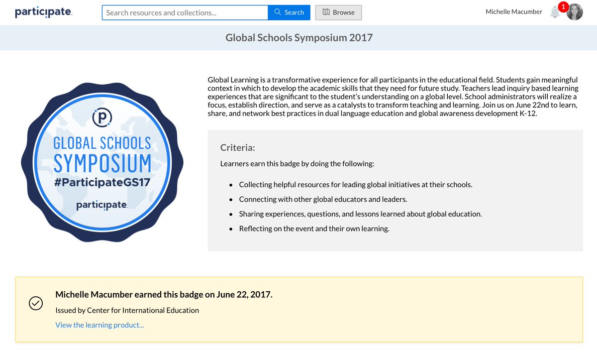 MicheleMacumber's tweet photo. Calling all attendees of yesterday's #ParticipateGS17! Have you earned your digital badge yet? Reflect on your experience & get yours today! https://t.co/XuQvdZxCVp