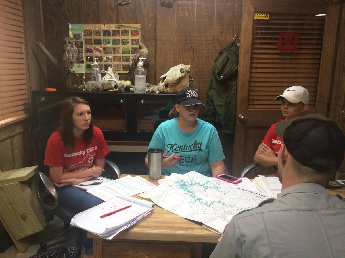 GCHSDECA's tweet photo. The Creative Marketing team met at the Rough River Corp of Engineers office today to discuss helping with the blue way trails!@gchs_cougars https://t.co/3C0gXNhYYV