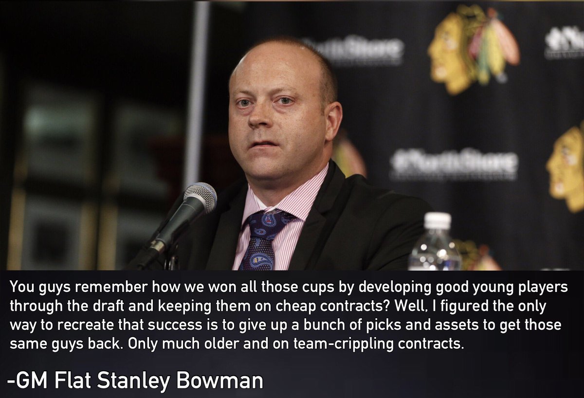 notmalkinego's tweet photo. blackhawks gm stan bowman releases a statement on today's trades https://t.co/vJfB4QC9Jz