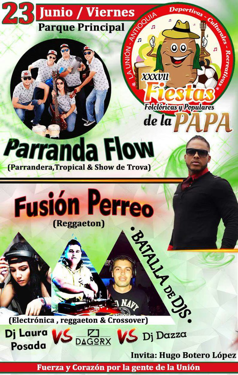 parrandaflow's tweet photo. #Agenda HOY nos vemos en las #FiestasdelaUnionAntioquia
#Buenamusic #Parrandaflow #OrienteAntioqueño  #UnionAntioquia https://t.co/ZShqharuQK