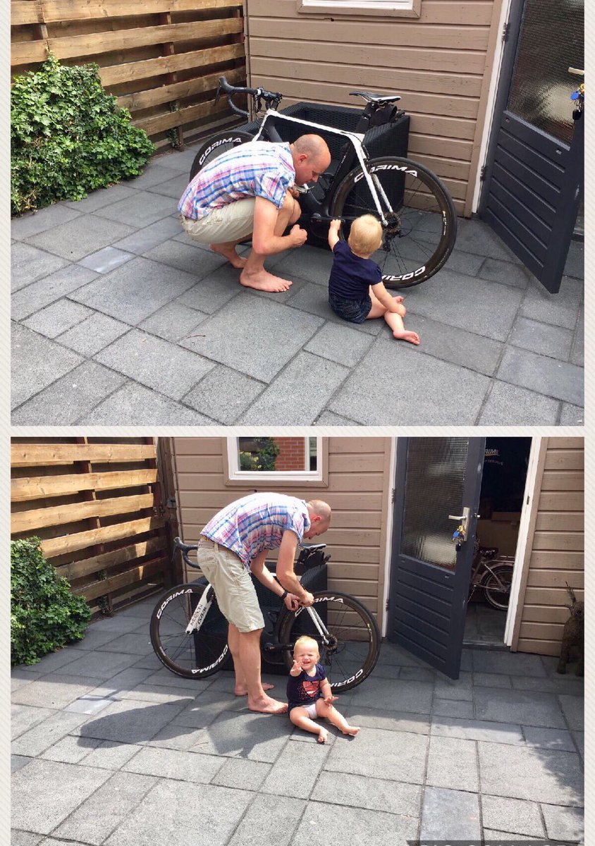 lizzygaillard's tweet photo. Wat doet die man toch altijd met die fiets. Wat een rare hobby! #wielrennen #hulpje #helpmijnvaderheefteenhobby https://t.co/IZDgtS65zz