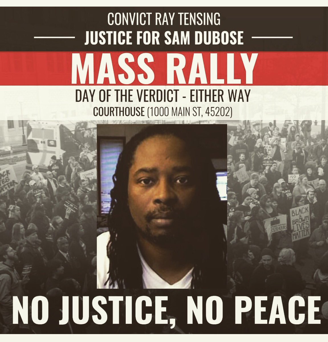 TrishRichter's tweet photo. Verdict likely within hours, stay woke. Updates from @blacklivescincy &amp; @peasleecenter #justiceforsam #convicttensing #countdowntoconviction https://t.co/QMOsDpTNc5