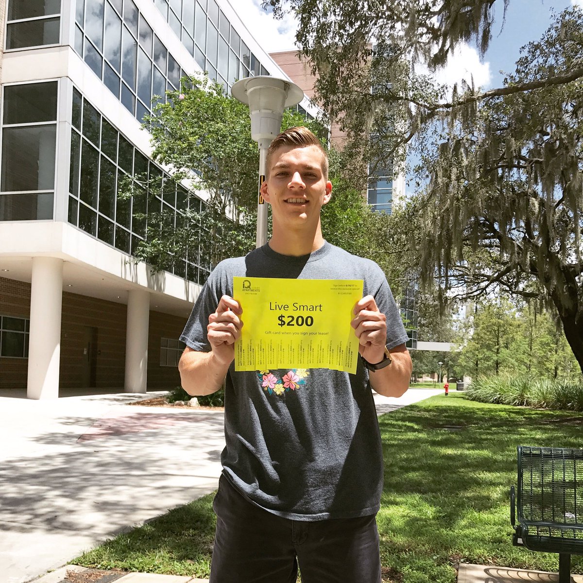 LiveatIQ's tweet photo. Find Matt's flyer on campus and bring it in to receive a special including a $200 VISA! ($740 value) #SummerB #LiveSmart #USFBulls #LiveAtIQ https://t.co/wJsfva3J1p