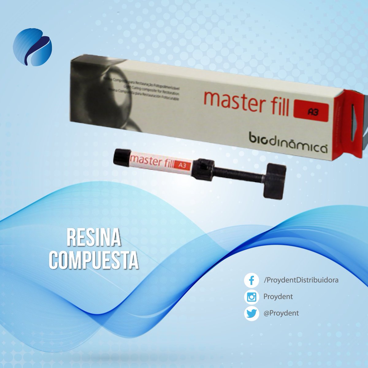 Proydent's tweet image. Encuentra diversidad en #MaterialDental con el #EquipoProydent, hoy tenemos para ti #ResinaCompuesta #MasterFill de alta densidad.