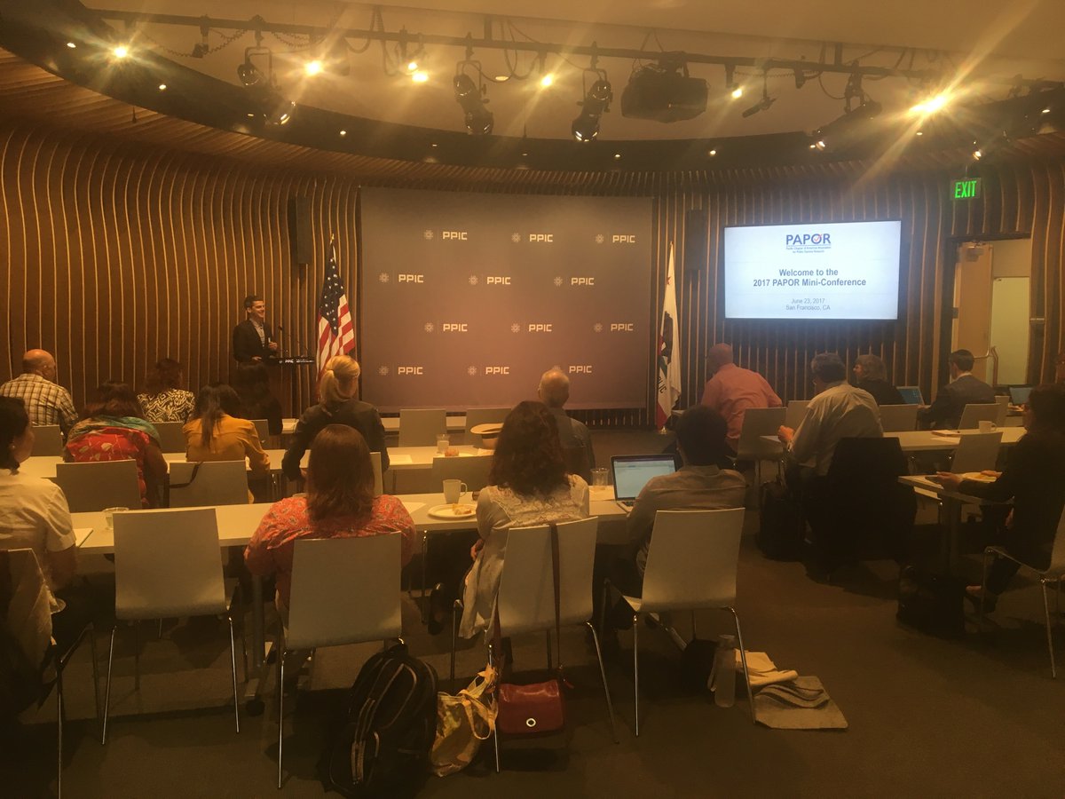 Good morning from the 2017 PAPOR mini-conference! Many, many thanks to <a href="/PPICnotes/">Public Policy Institute of California</a> for hosting us today. #papor