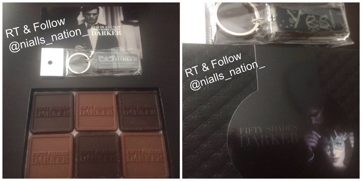 #Giveaway
RT &amp; Follow
Draw date 7/1 open 🌏
#FiftyShadesDarker YES keychain+box #FiftyShades chocolates😀
#Crusher #NiallLeonard #Screenwriter