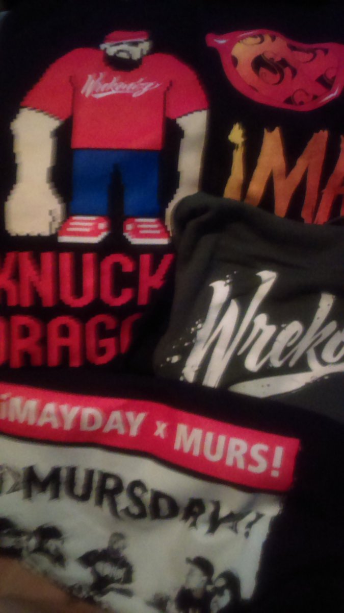 meanddathome's tweet photo. #SummerOfStrange package-not biased at all @Wrekonize/@MAYDAYMUSIC I did get the red shirt w/ the whole roster tho😂 https://t.co/jzkYKymTDR