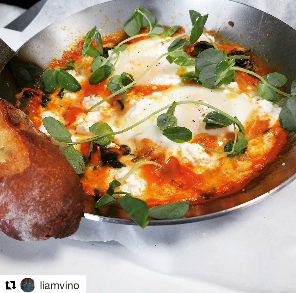 A little tomato, fennel and saffron Shakshuka with Bulgarian feta <a href="/takomabevco/">Takoma Bev. Co.</a>.

・・・
#Repost @LiamLaCivita