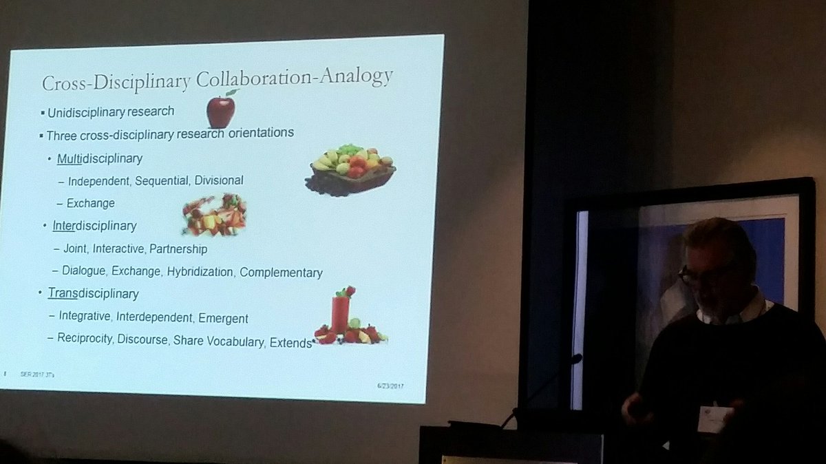 atrenthamd's tweet photo. 'Translationsl research is often best done n teams w/a transdisciplinary approach'; is ur team a fruit salad or smoothie? Bob Hiatt #SER50 https://t.co/6xauaG8iNj