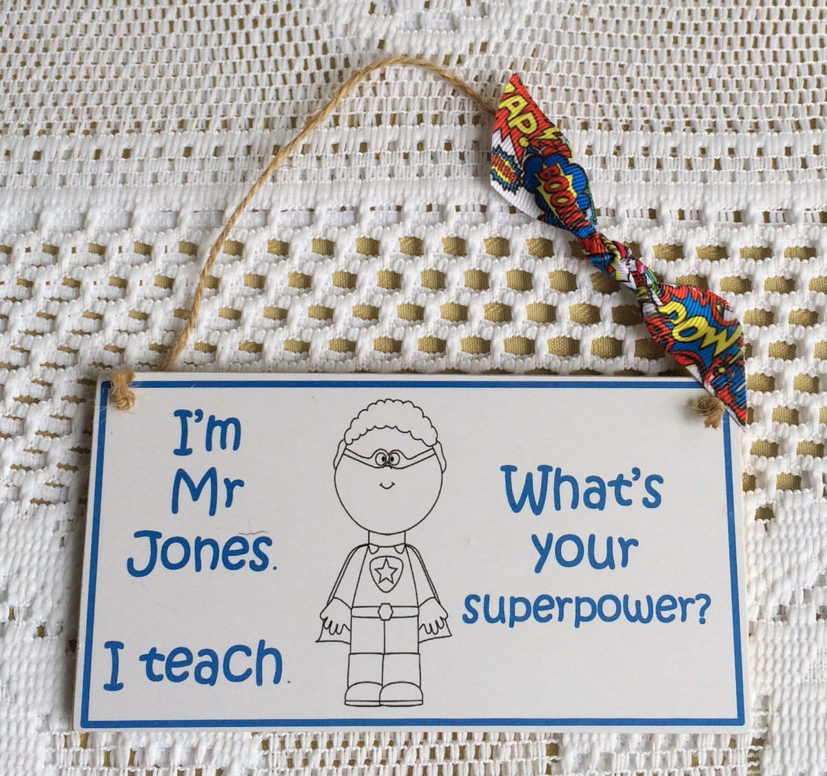 hashtaghandmade's tweet photo. Male teacher gift #handmade #teachergift #maleteacher #teacher #teach #endofterm #plaque #Superhero #retweet https://t.co/CUysEu9tO2