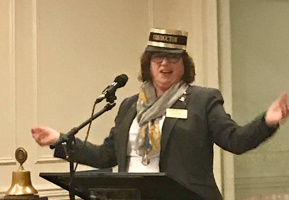 udlrotaryclub's tweet photo. Congrats DG Dawn DeFuria! Dawn is asking all #District7450 Rotarians to #getonboard with @Rotary. Why?Because Rotary is Making a Difference! https://t.co/M2vCwIl8p9