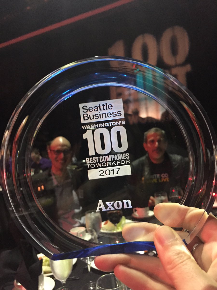 axon_enterprise's tweet photo. We're proud and honored to announce that Axon was named a winner of Washington’s 28th annual 100 Best Companies competition last night! https://t.co/zzmolrAc4Y