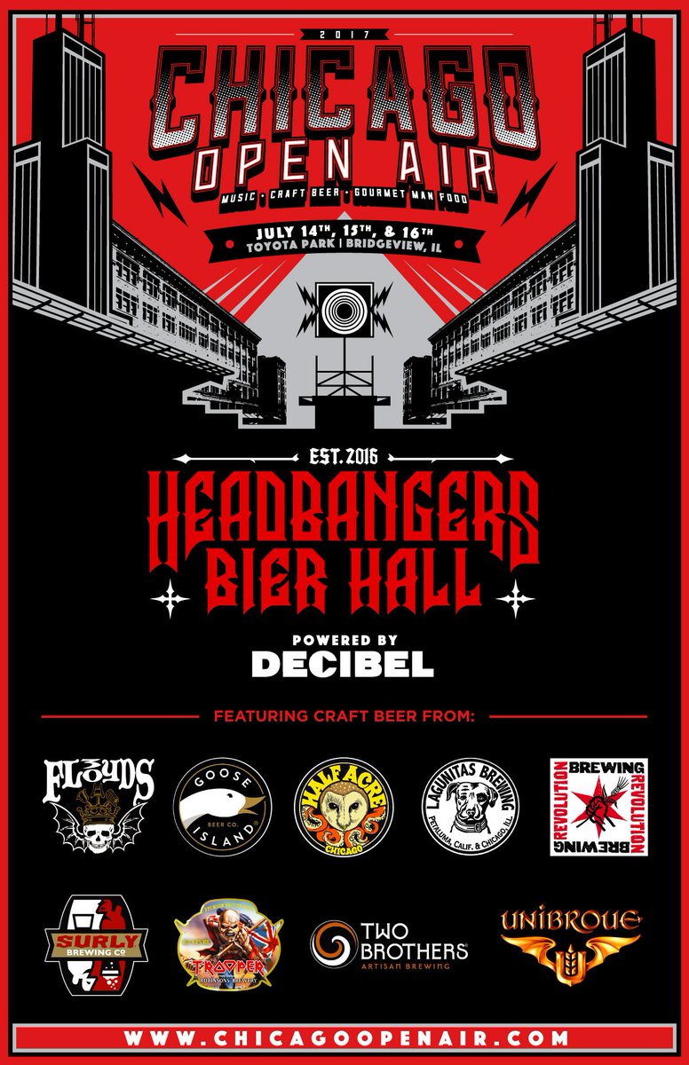 dbmagazine's tweet photo. There will be a varied list of craft breweries at the Decibel Headbanger's Bier Hall at Chicago Open Air. https://t.co/QGQNPnUSnH https://t.co/8bN63puBlM