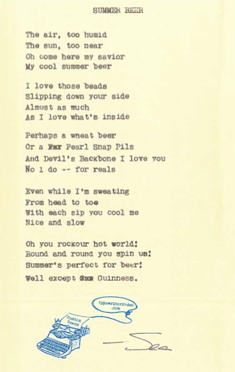 TexasStandard's tweet photo. Typewriter Rodeo: Summer Beer https://t.co/V8k74v2PSC https://t.co/tGAKvgQ3CM