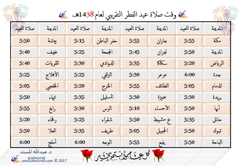 موعد صلاة العيد في جازان