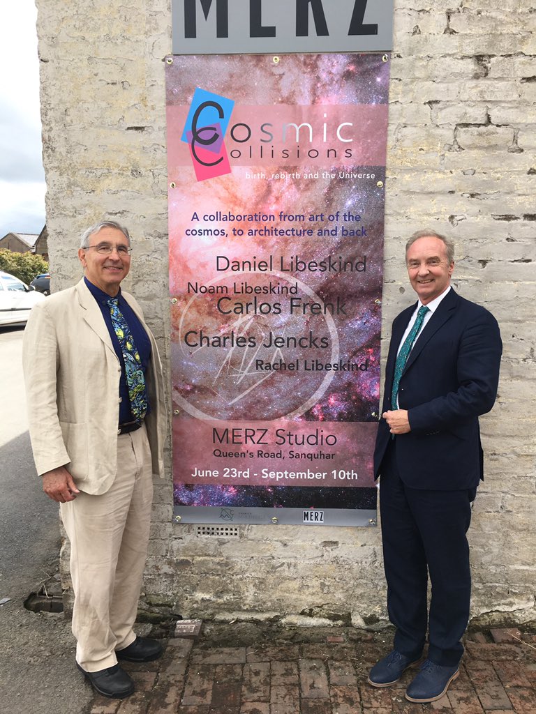 MonicaGrady's tweet photo. Opening of the #cosmiccollisions2017 exhibition with cosmologist #CarlosFrenk & Richard, Duke of Buccleuch @CMVerse @OUScotland https://t.co/mjAuyDI1SG