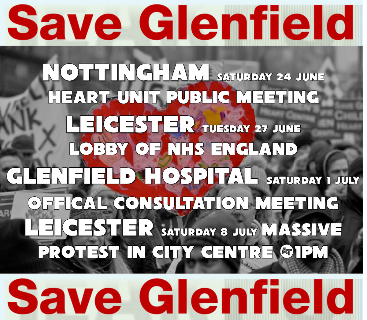 Nots 24/6 goo.gl/17JzDs
Leics 27/6 goo.gl/KhxmBV
Glenfield 1/7 goo.gl/MTeQWj
Leics 8/7 goo.gl/oWhR6V
