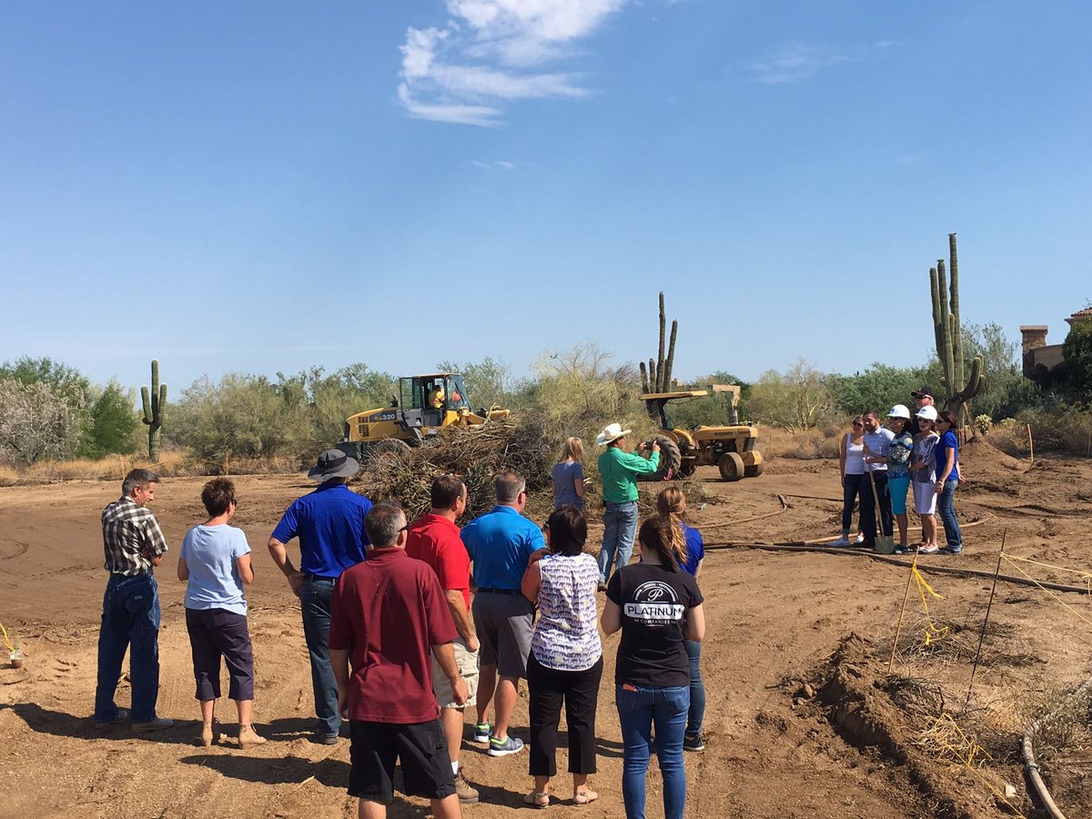 PlatinumCompani's tweet photo. Groundbreaking Ceremony in Desert Highlands this week! Another one off the ground! Congrats, team! #platinumcompanies https://t.co/2VWF6ERzeg