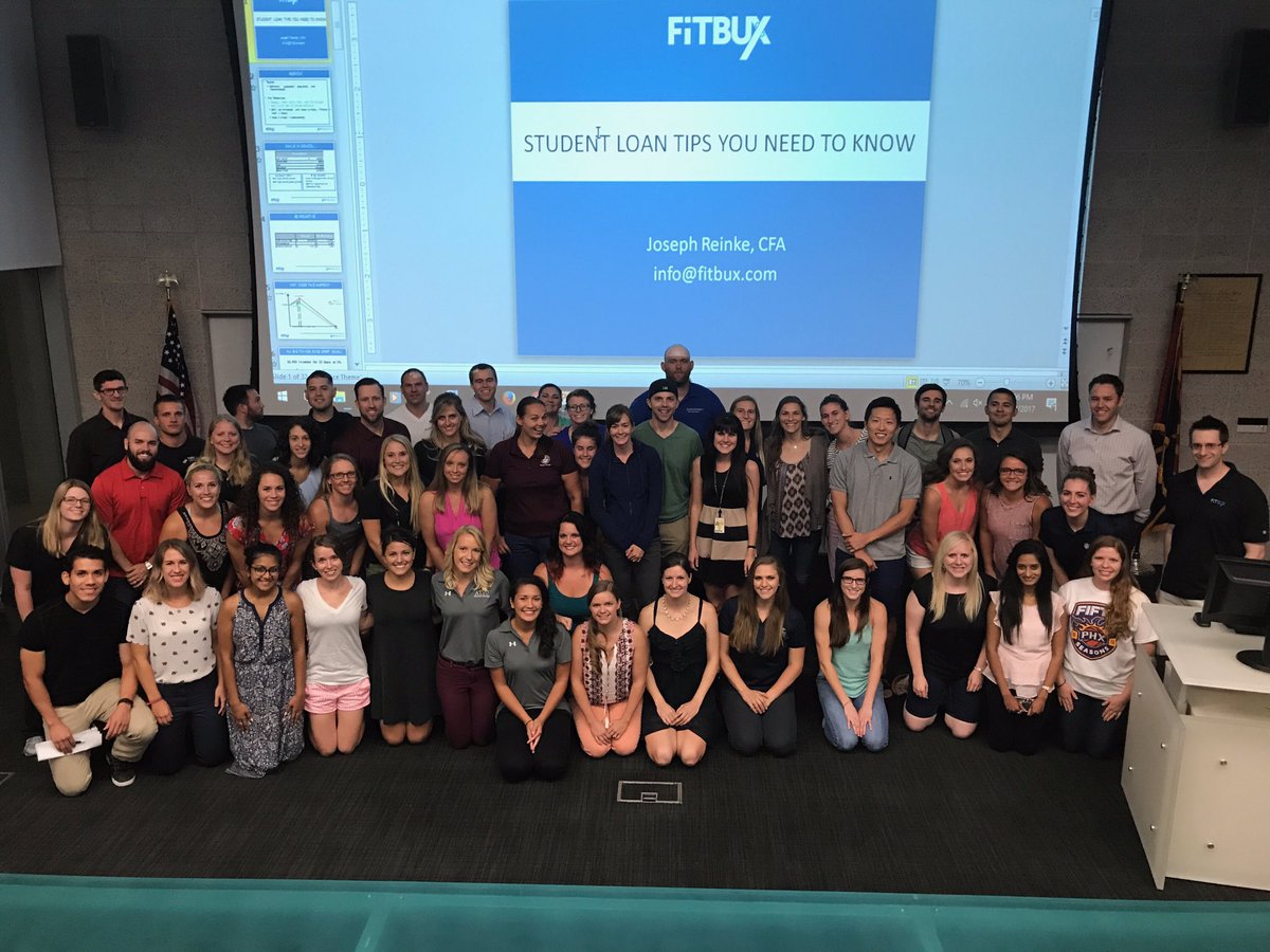 AZStudentSIG's tweet photo. Big thanks to @FitBUXofficial and Joseph Reinke for the amazing #studentloans 101 last night! 👍🏽#DPTstudent #ptastudent #AzSSIG https://t.co/uu5WrO7m0N
