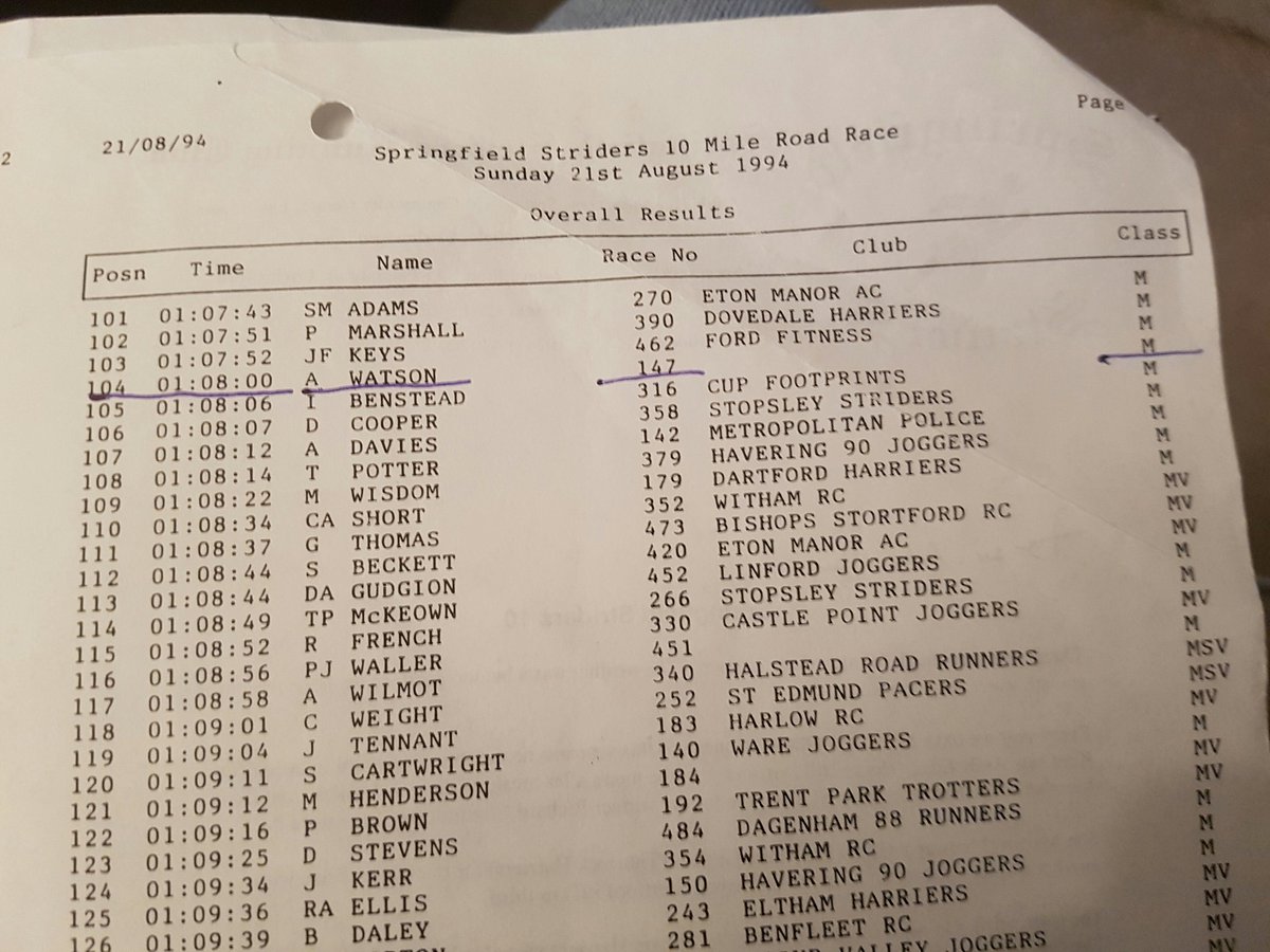 Alirunner10's tweet image. Not sure I had good advice doing back to back 10milers at 17yrs old. 🏃
Painful 67/68mins.. #memories   #preinternet  #retroresults