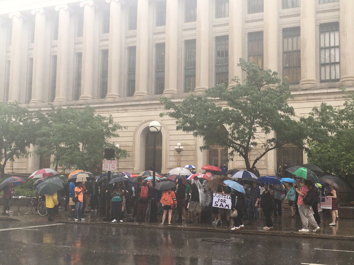 ckpj99's tweet photo. "Retry, convict, send Ray Tensing to jail. The whole damn system is guilty as hell," protesters chant. @Enquirer https://t.co/Xlefe2qbKQ