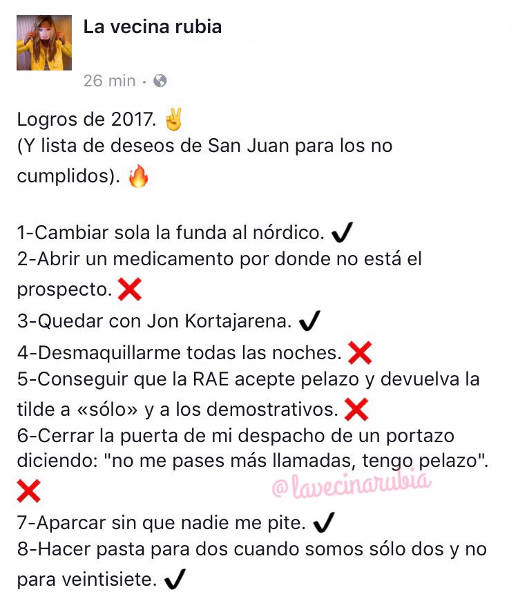 lavecinarubia's tweet photo. Lista de logros de 2017. ✌️
(Y lista de deseos de San Juan para los no cumplidos).🔥

¡Feliz noche de San Juan!

#NocheDeSanJuan https://t.co/1wmB1ptWr0