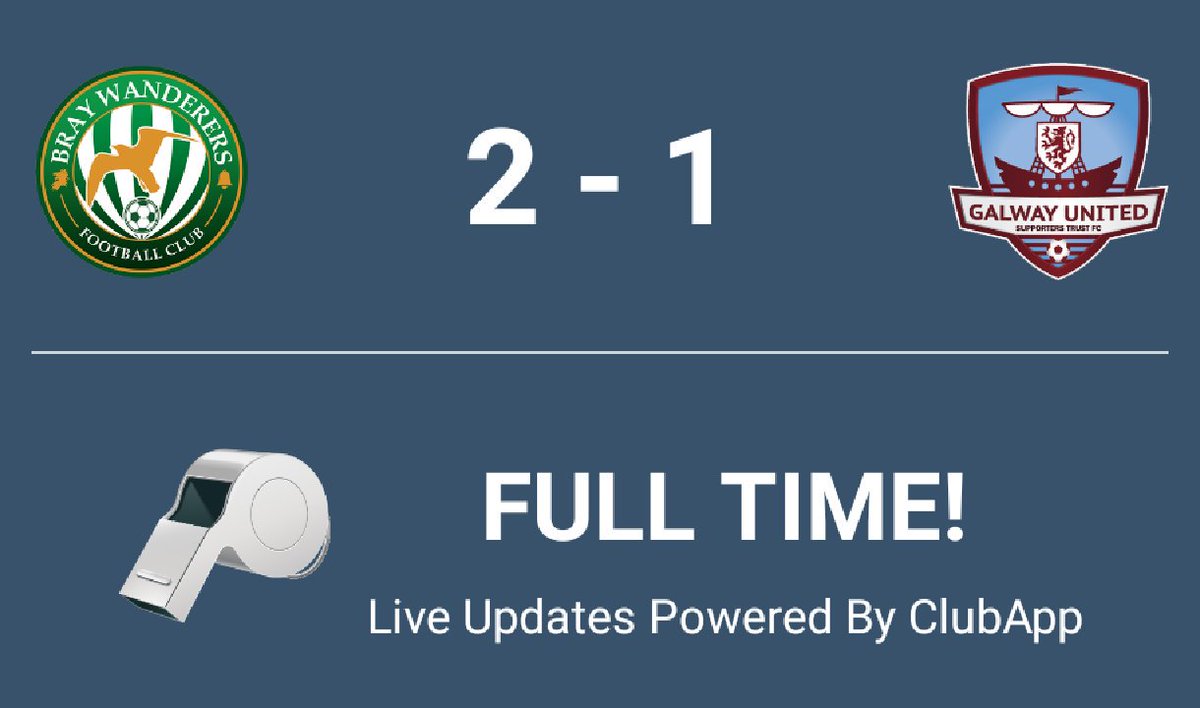 BrayWanderers's tweet image. Full Time First Team 2-1 Galway Utd : #ClubApp