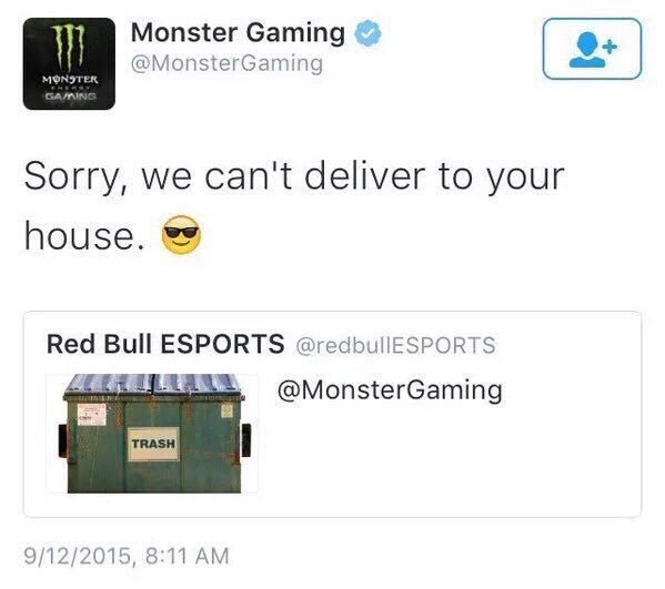 fellasio's tweet image. 😂😂
Monster Vs Red Bull