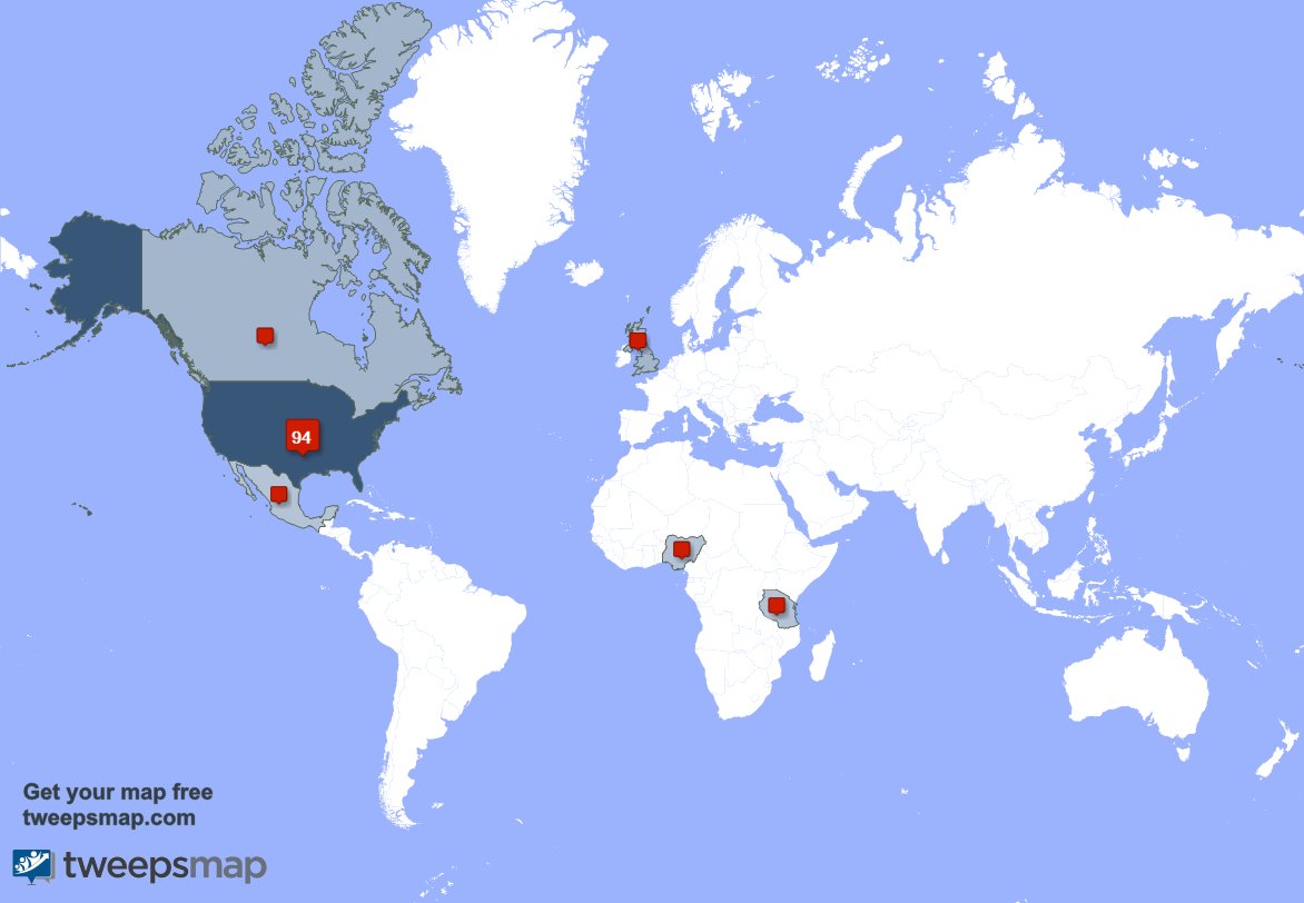 WWBuddhaSay's tweet photo. My followers are in USA(90%), UK.(2%)... Get your map too: https://t.co/uT0oxozaGA https://t.co/E2ed5A1yP4