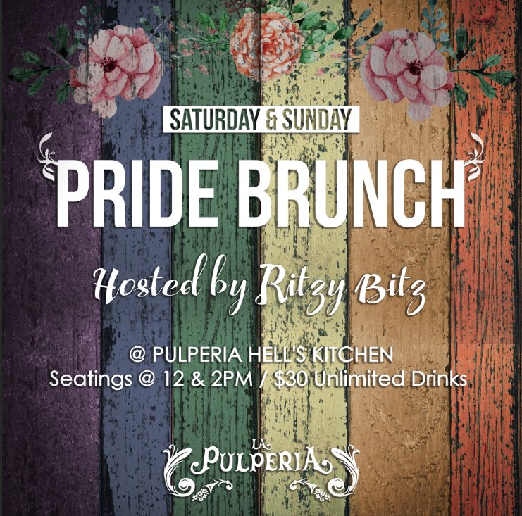 LaPulperianyc's tweet photo. For a Pride weekend special we are hosting our Drag Brunch Show in Hell's Kitchen Saturday &amp; Sunday! #pride #lgbt https://t.co/mXvWGTBMbC