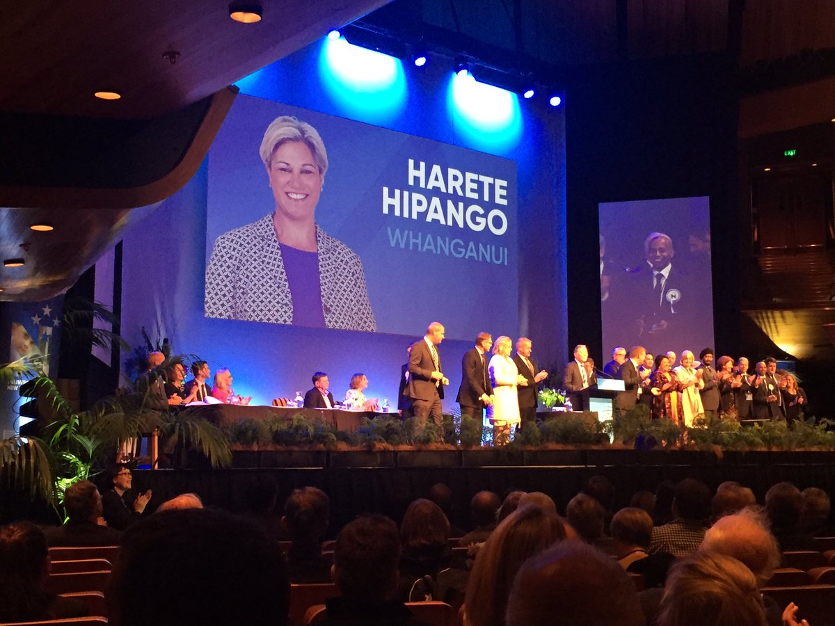 ChesterBorrows's tweet photo. Harete HIPANGO welcomed onto the stage at NATIONAL PARTY CONFERENCE https://t.co/JYXWWG9Upu