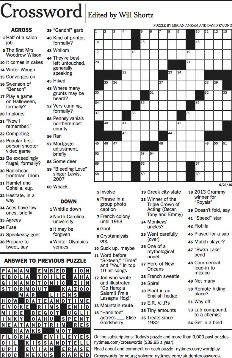 Usa Today Crossword Answers