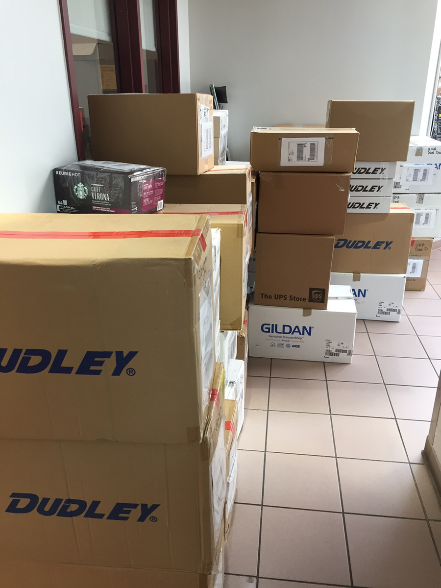 It is a busy day at the Softball BC Office!! Provincial medals, balls and prizing are heading to the hosts!! 70+ boxes and 1000+ pounds :)