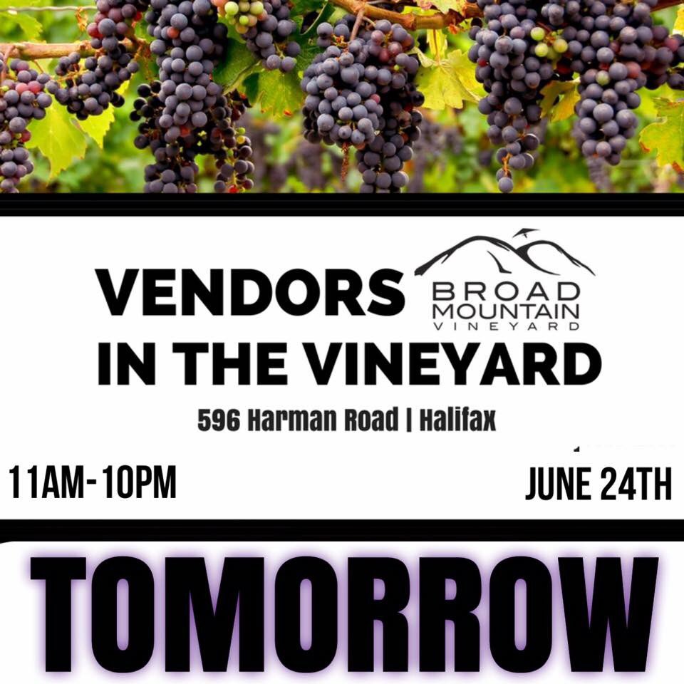 getsmokdbbq's tweet photo. Vendors in the Vineyard tomorrow at Broad Mountain Vineyard in Halifax! #supportlocal #buylocal #getsmokdbbq #giddyup https://t.co/R542PQWH5q