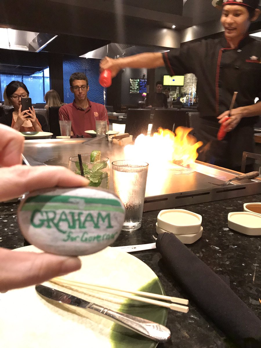 GrahamRocks18's tweet photo. Ooooh! Don't try this at home! #GrahamForGovernor2018 #Hibachi #GrahamRocks @GwenGraham https://t.co/v7PfM0sqFT