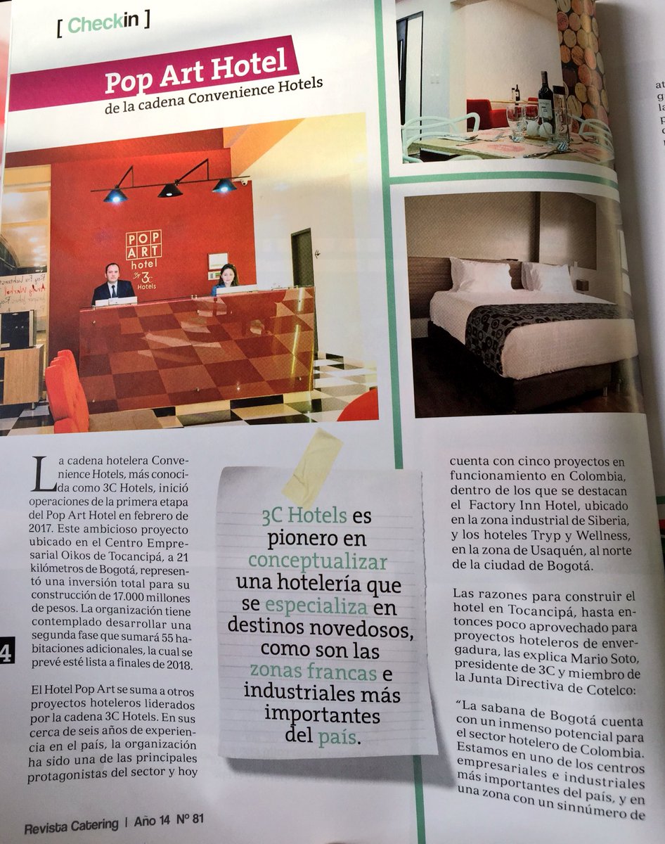 Intactocomunica's tweet photo. Buen artículo de Adriana García sobre el @POPARTHOTEL de #Tocancipá en la @RevistaCatering #Turismo #hoteles #Travel #business https://t.co/kjH7gD14eO