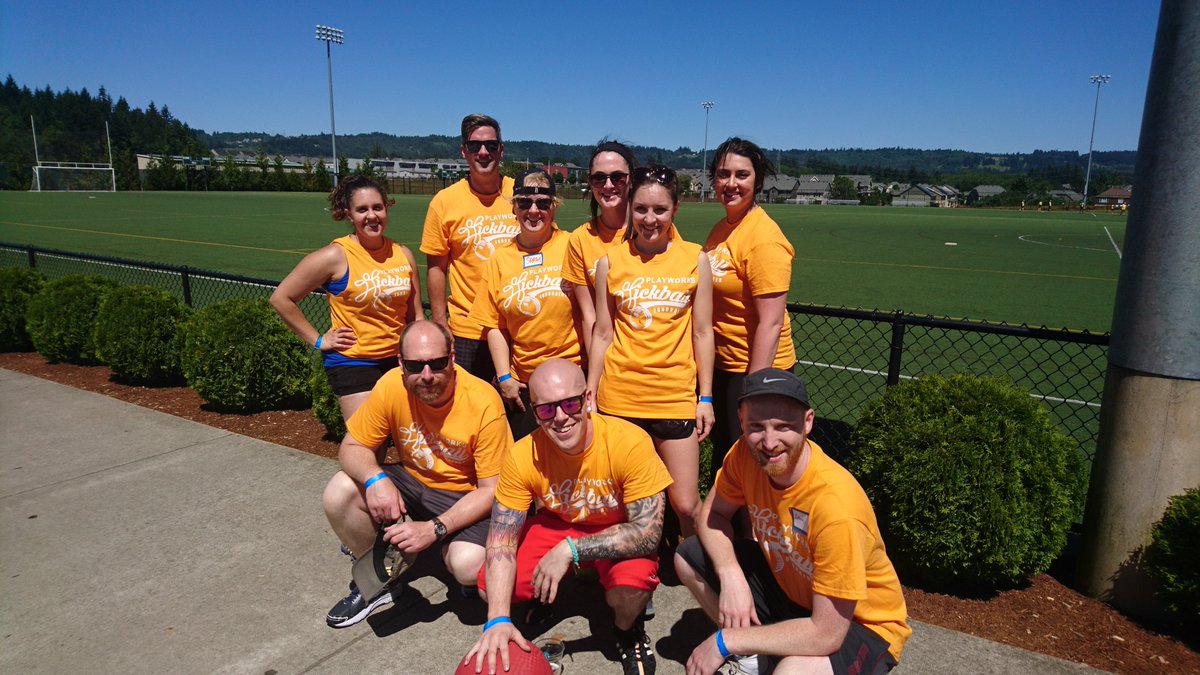 WEcomms's tweet photo. Nothing better than spending a sunny day playing kickball with @PlayworksPacNW for a good cause #InsideWE https://t.co/2b5ONAyPt1