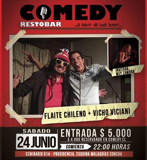 ComedyshowCL's tweet photo. #Panorama #sabado 24?
☝ @comedyrestobar show larga duración #standup
 #FlaiteChileno &amp; #ElVicho 
inv #MeyZamora 🎂🎉🎊
Dcto. en comedy.cl 😉 https://t.co/YrHumAMgQy