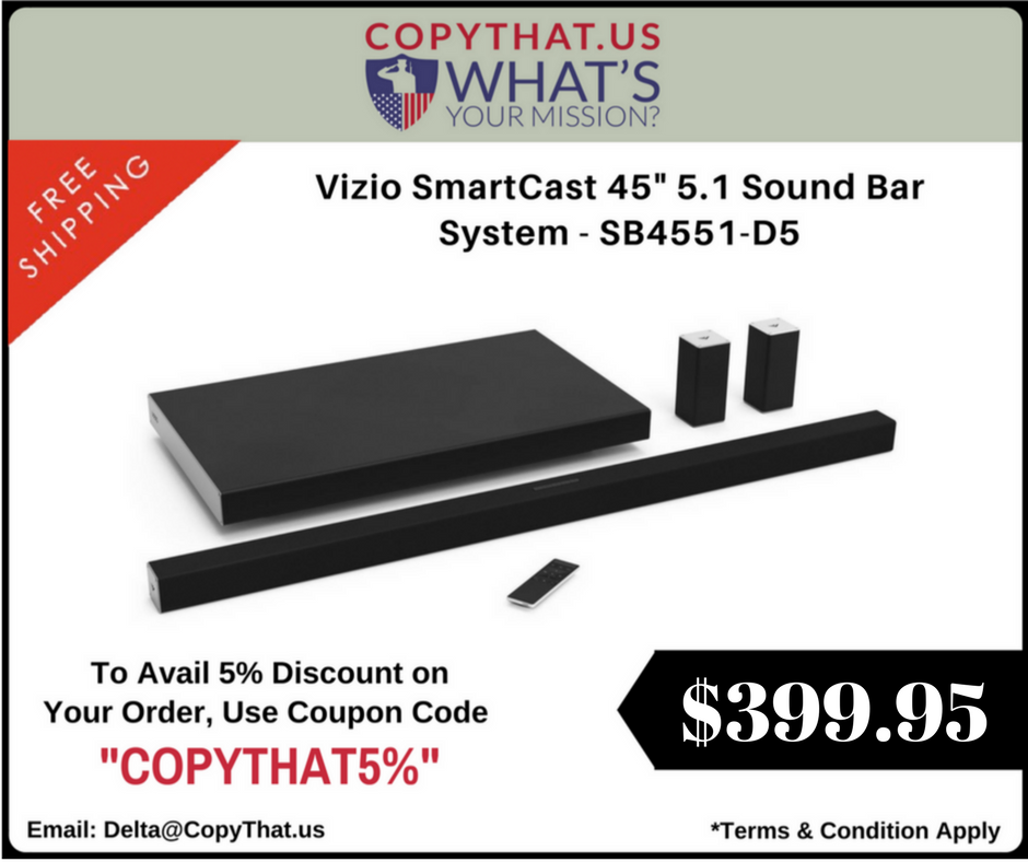 Copy_That_US's tweet photo. Vizio #SmartCast45" 5.1 #SoundBarSystem #VizioSoundBar https://t.co/tBfk6r5Otk https://t.co/TkrEht9SE4