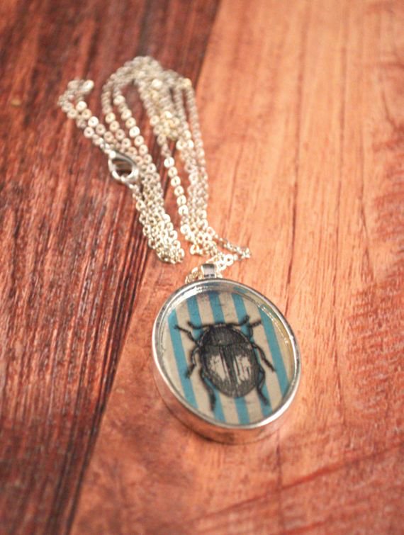 TweetMyCraft's tweet image. Silver Beetle Necklace, Beetle Jewelry @Aanadrotowski #Etsyhttp://buff.ly/2o1rGV2