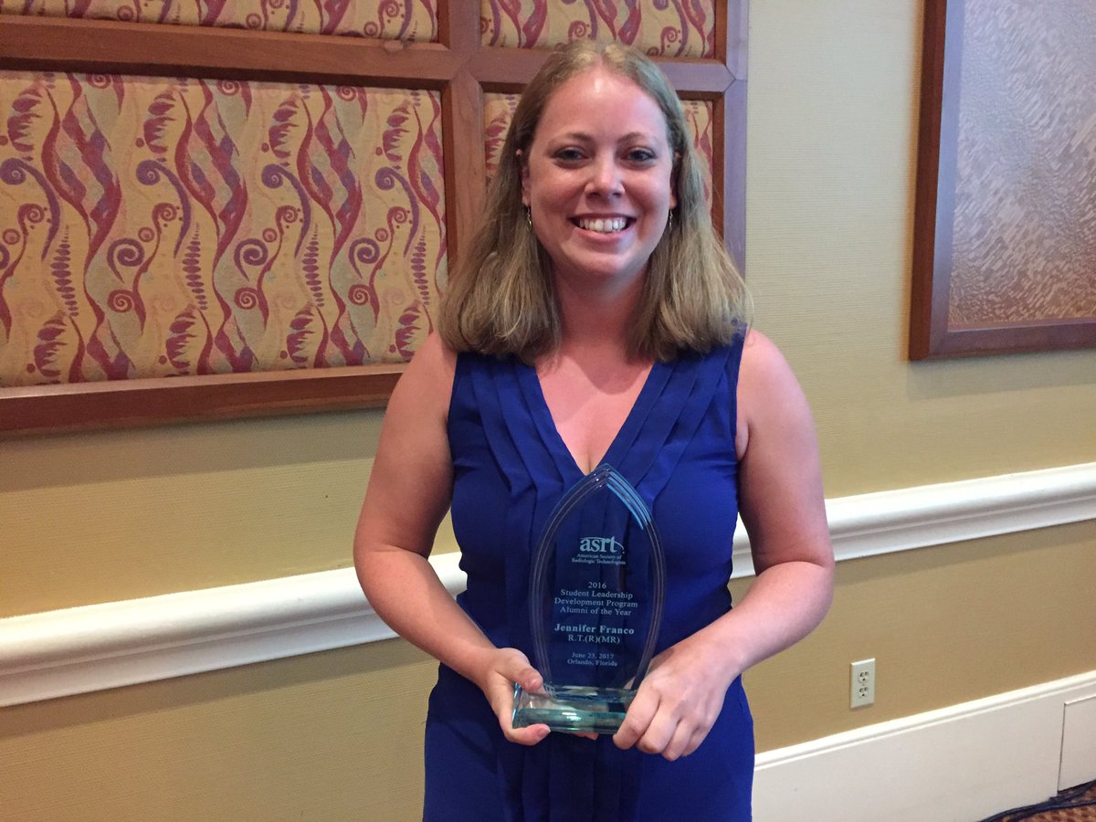 ASRT's tweet photo. Jennifer Franco is ASRT's 2016 Student Leadership Development Program Alumni of the Year. Congratulations, Jennifer!#ASRTOrlando https://t.co/DQwhkeqyFo